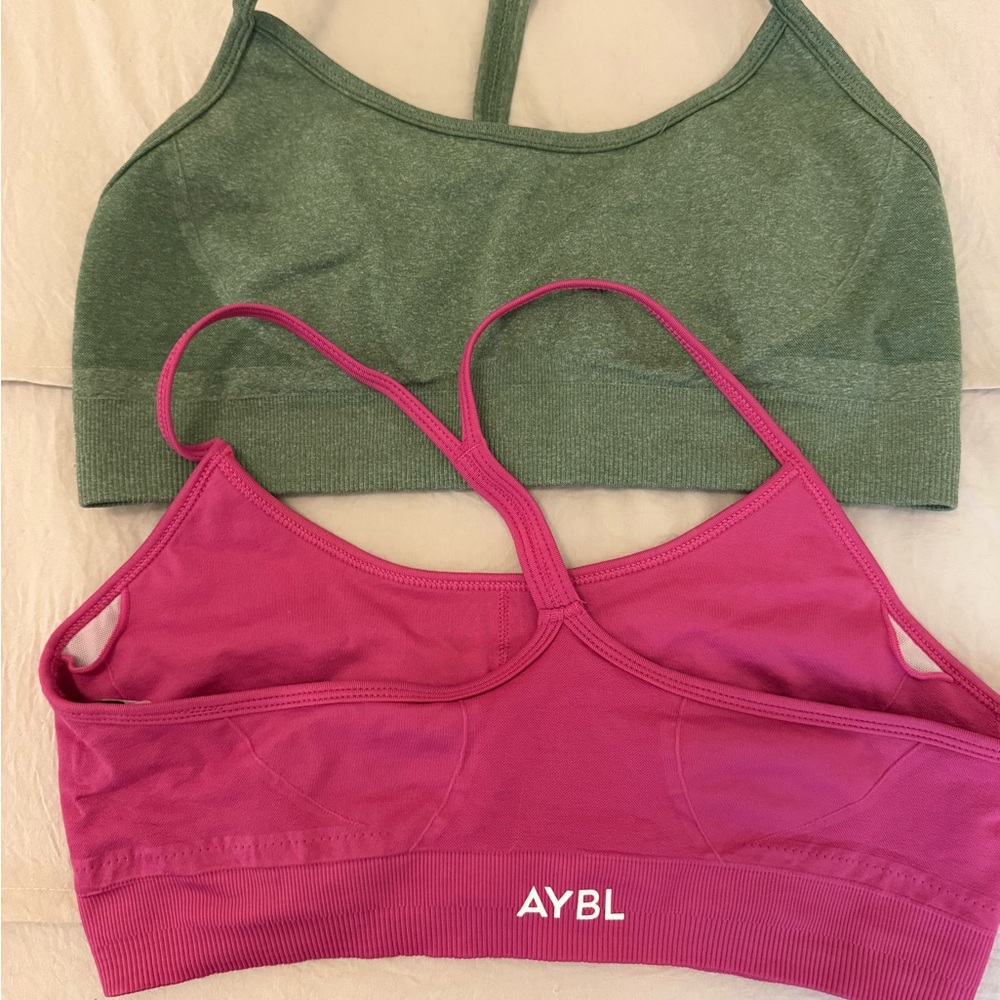 AYBL Hot Pink & Olive Green Double Sports Bra Set
